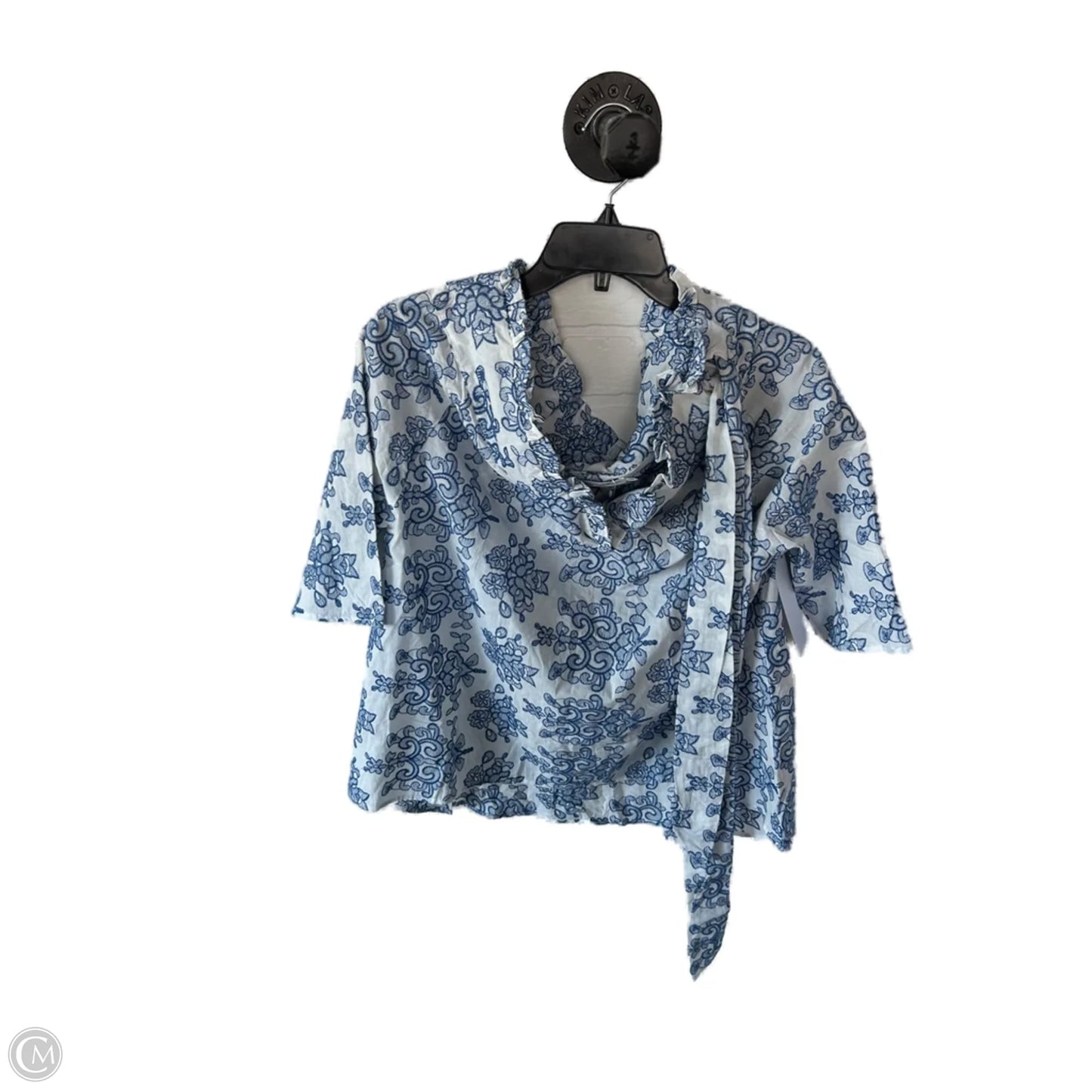 Top 3/4 Sleeve By Cmb In Blue & White, Size: S