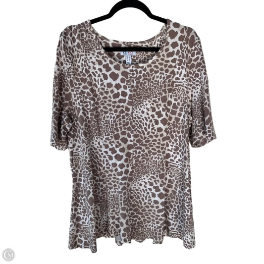 Top Short Sleeve Basic By Denim And Co Qvc In Tan, Size: L