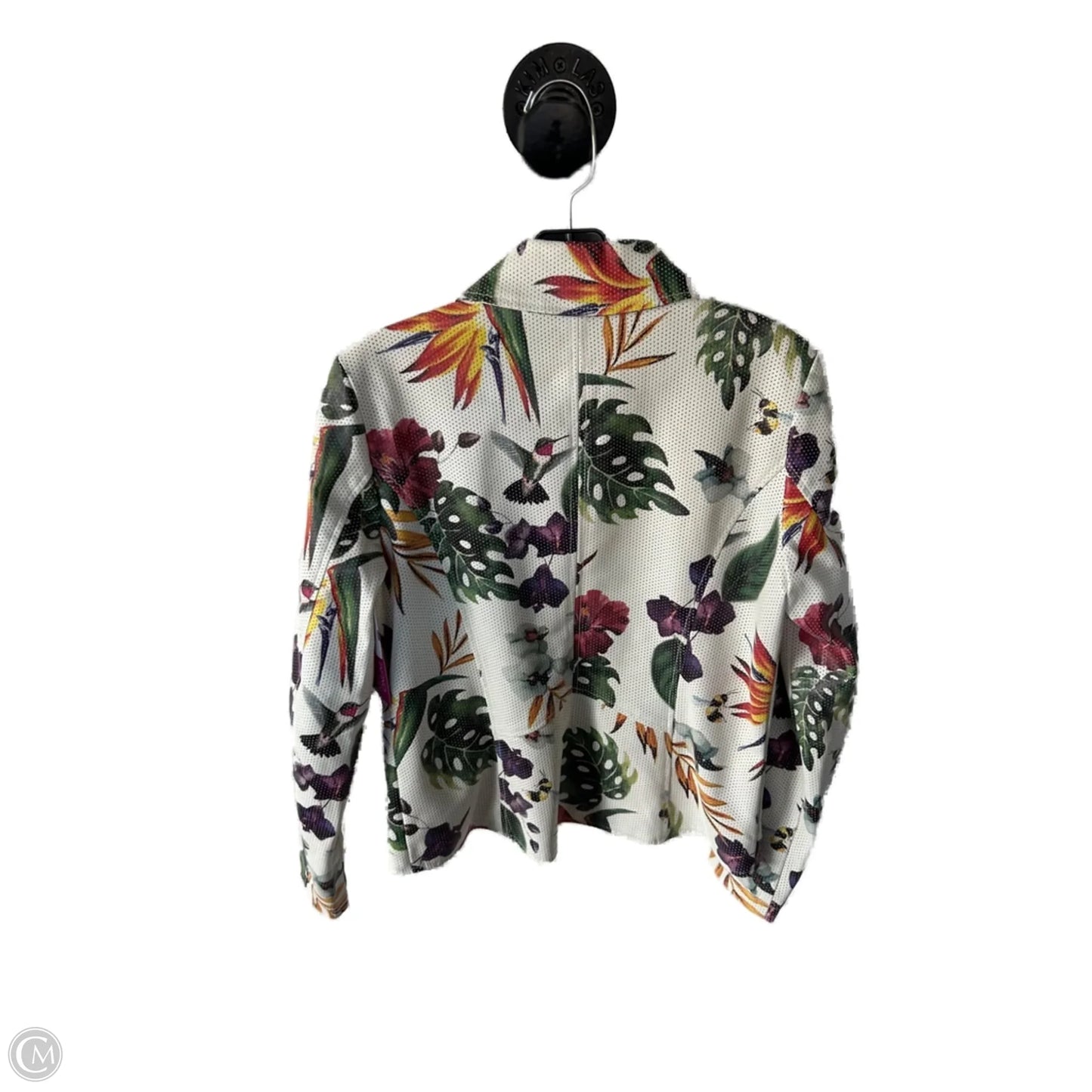 Jacket Moto By Clothes Mentor In Cream & Green, Size: S