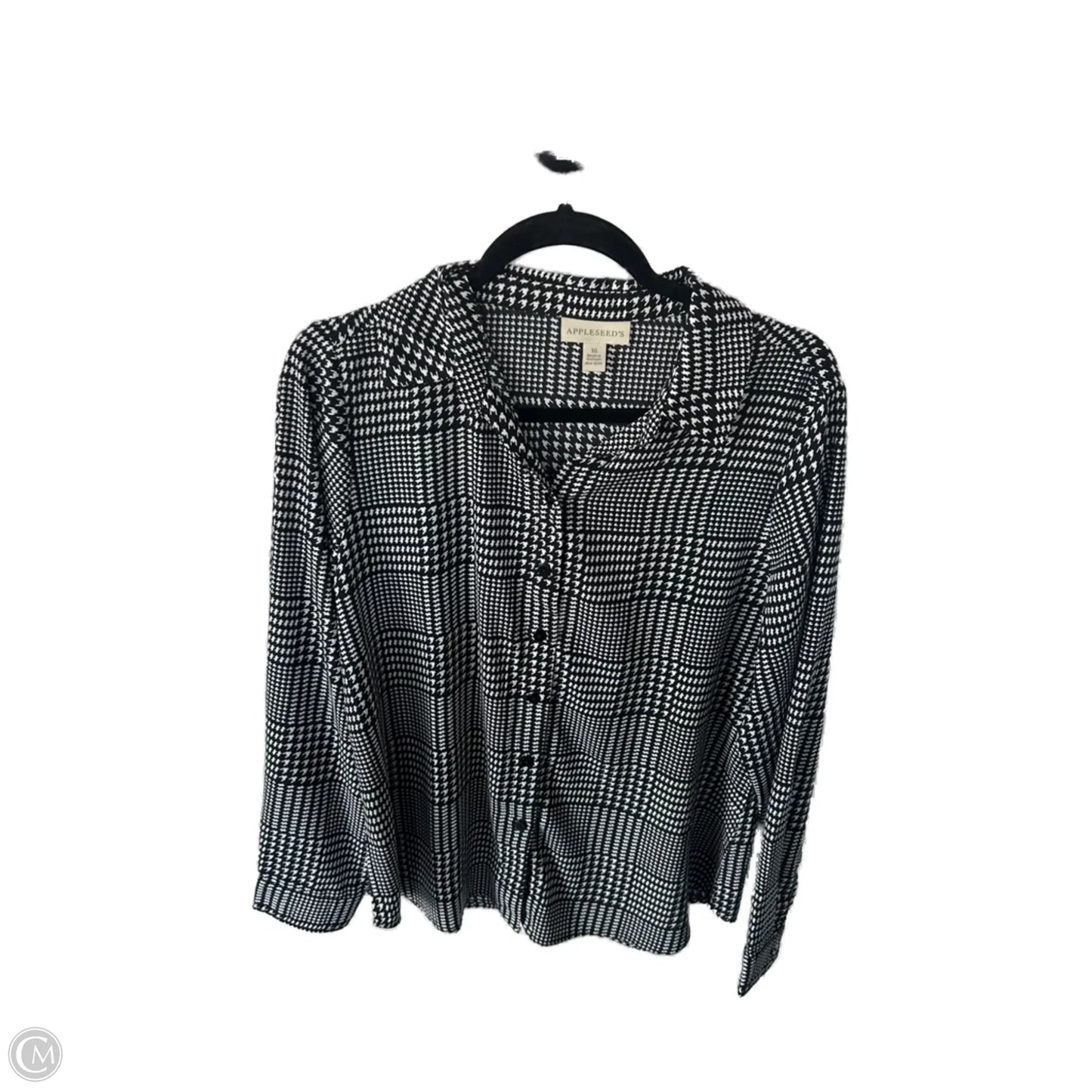 Top Long Sleeve By Appleseeds In Black & White, Size: Xl