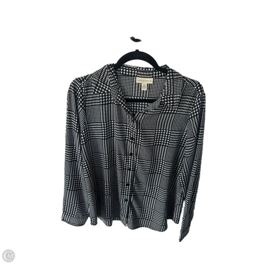 Top Long Sleeve By Appleseeds In Black & White, Size: Xl