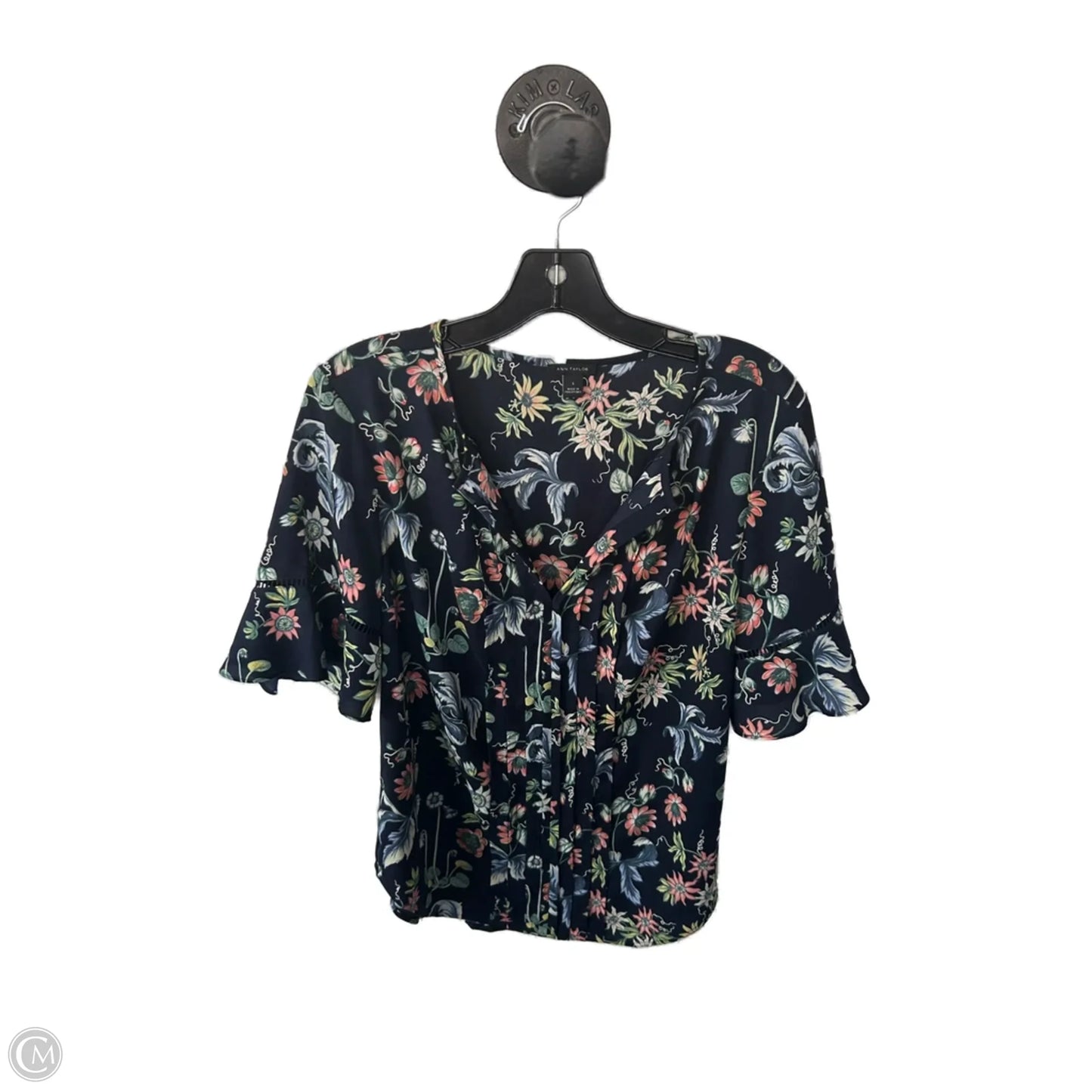 Top Short Sleeve By Ann Taylor In Blue & Green, Size: S