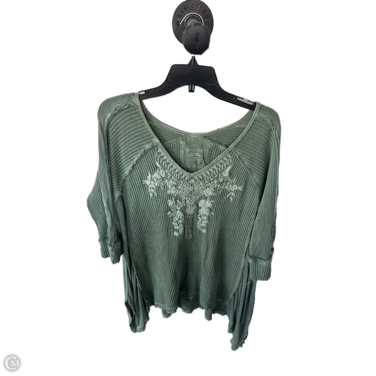 Top 3/4 Sleeve By Clothes Mentor In Green, Size: L