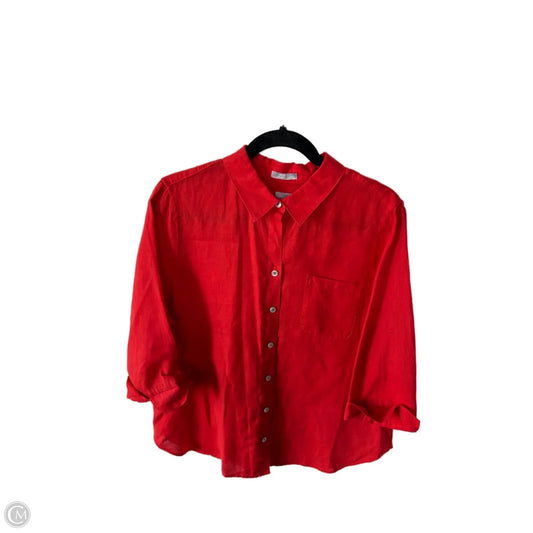 Top 3/4 Sleeve By Chicos In Orange, Size: L