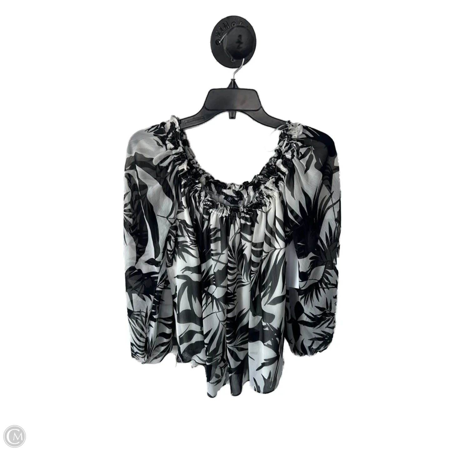 Top Long Sleeve By Inc In Black & Cream, Size: L