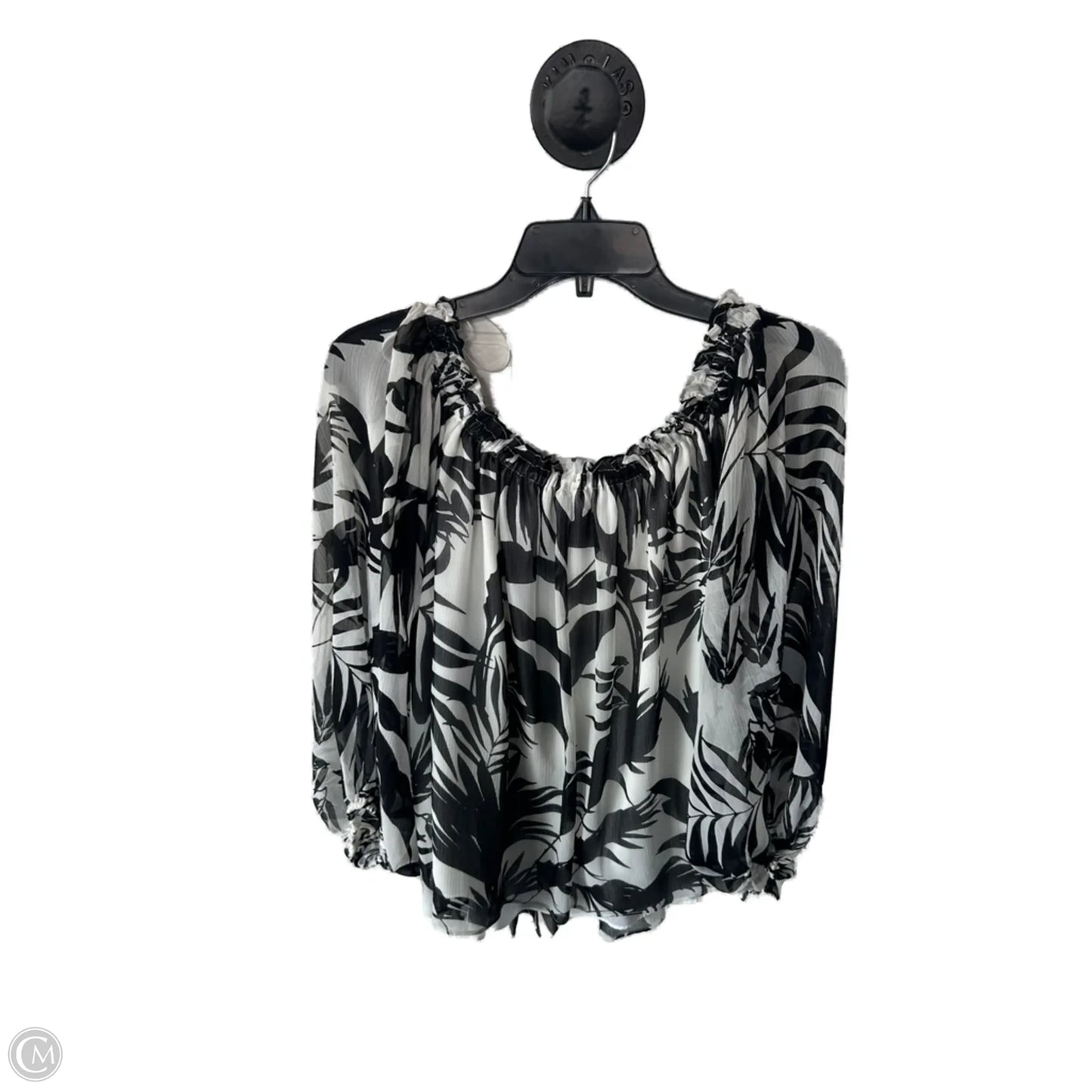 Top Long Sleeve By Inc In Black & Cream, Size: L