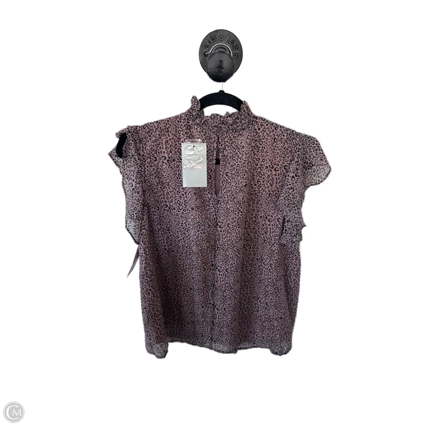 Top Short Sleeve By Ee Some In Black & Pink, Size: L