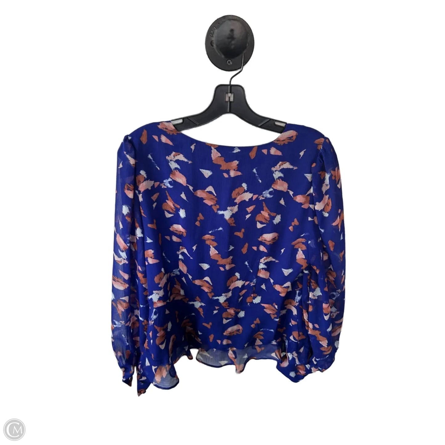 Top Long Sleeve By Nine West In Blue & Brown, Size: M