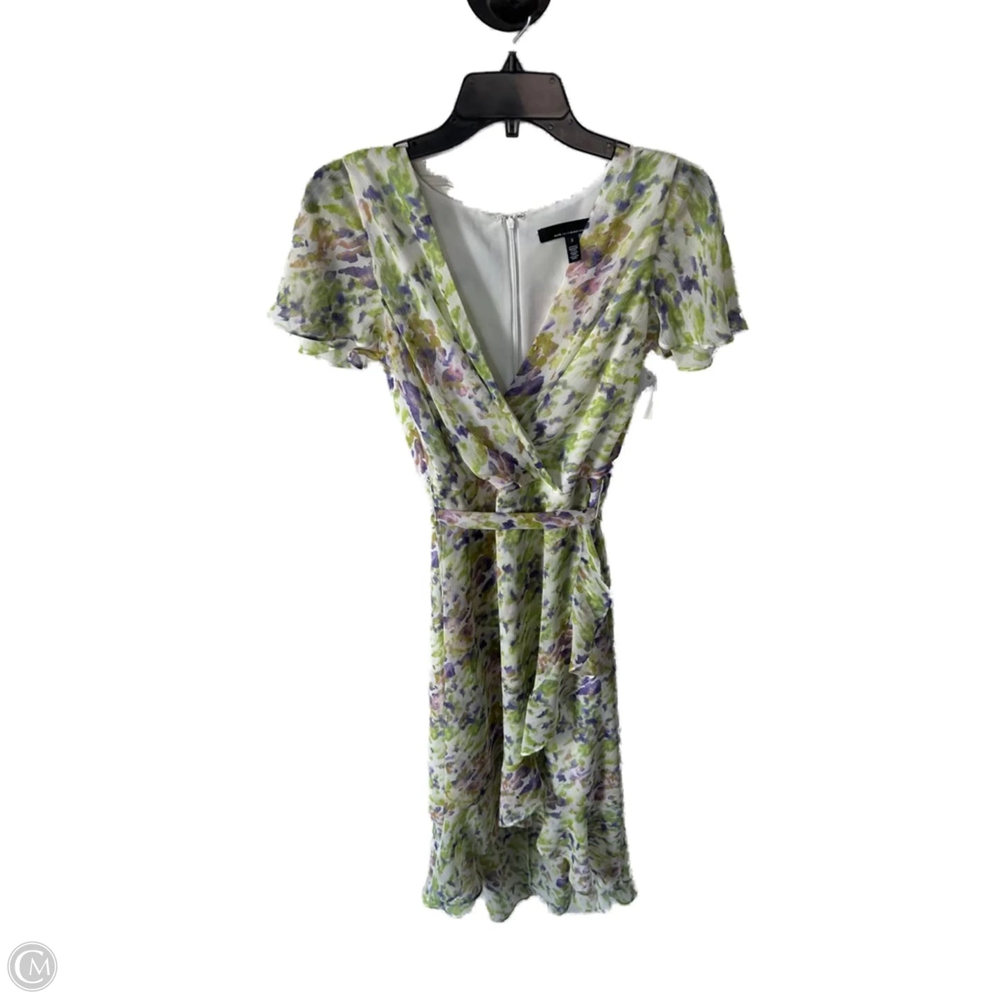 Dress Casual Midi By White House Black Market In Green & Purple, Size: Xs