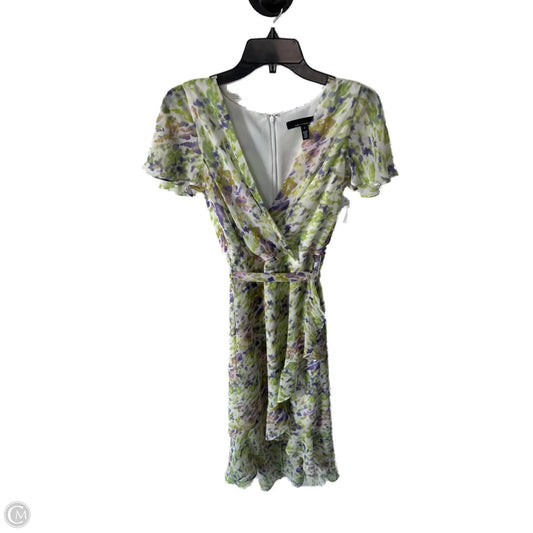 Dress Casual Midi By White House Black Market In Green & Purple, Size: Xs