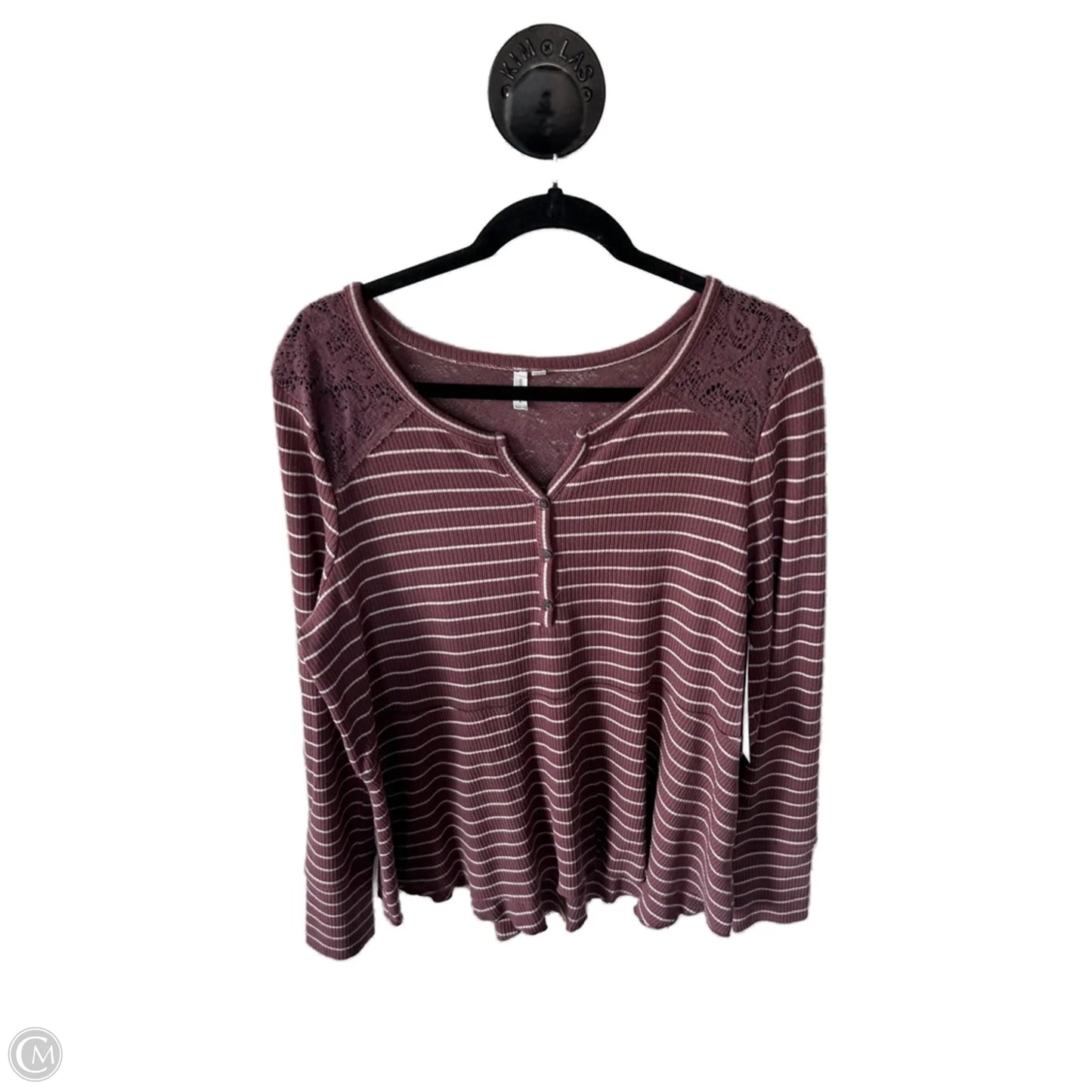 Top Long Sleeve By Cma In Pink & White, Size: L