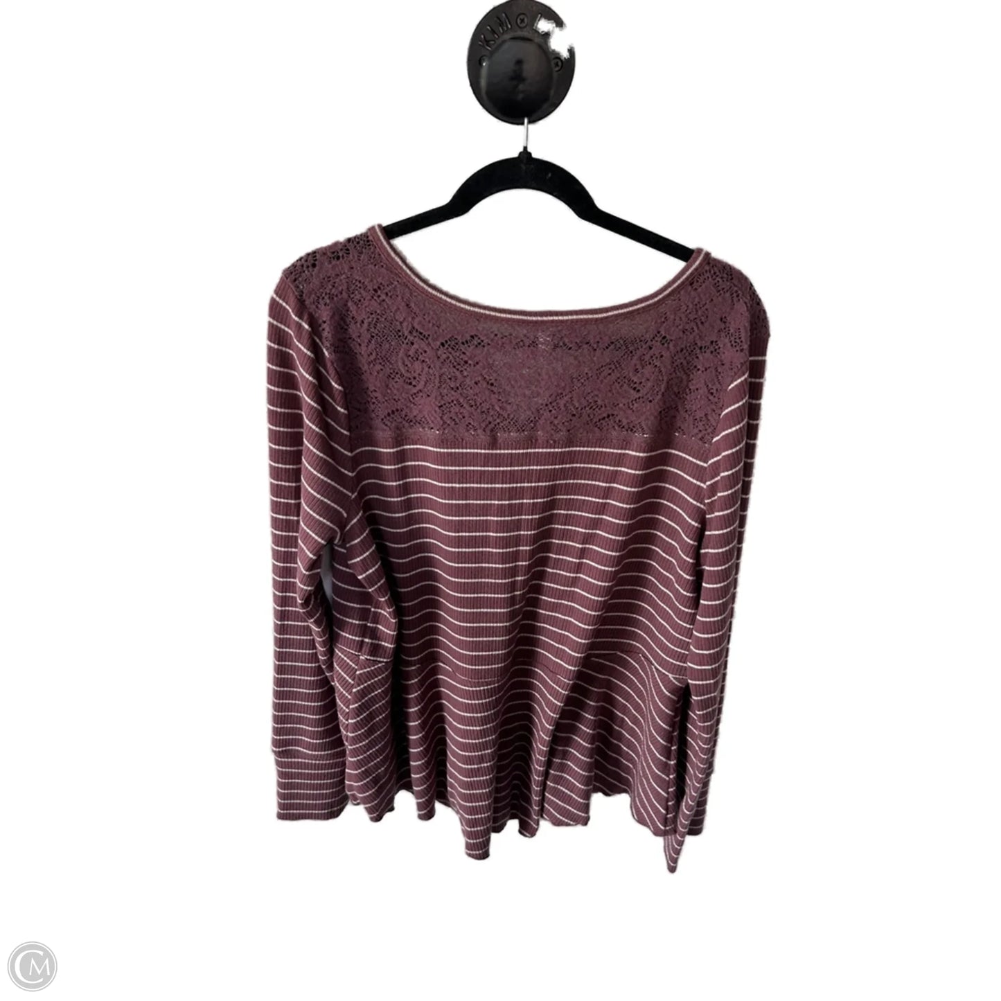 Top Long Sleeve By Cma In Pink & White, Size: L