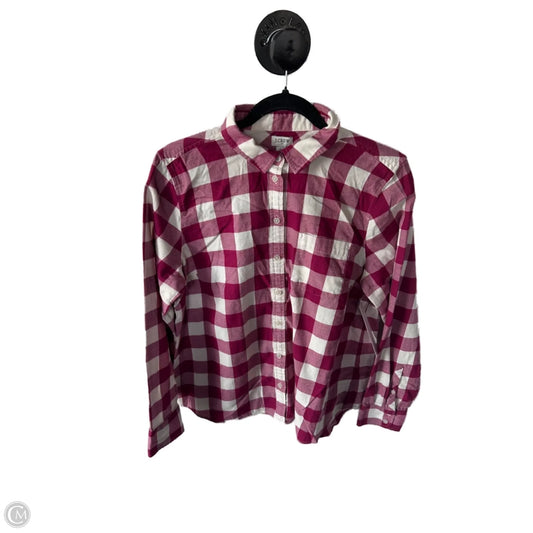 Top Long Sleeve By J. Crew In Pink & White, Size: L