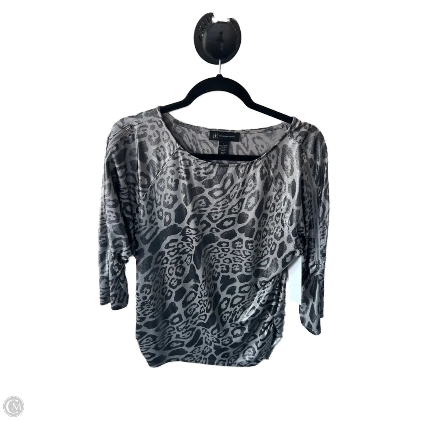Top 3/4 Sleeve By Inc In Silver, Size: L
