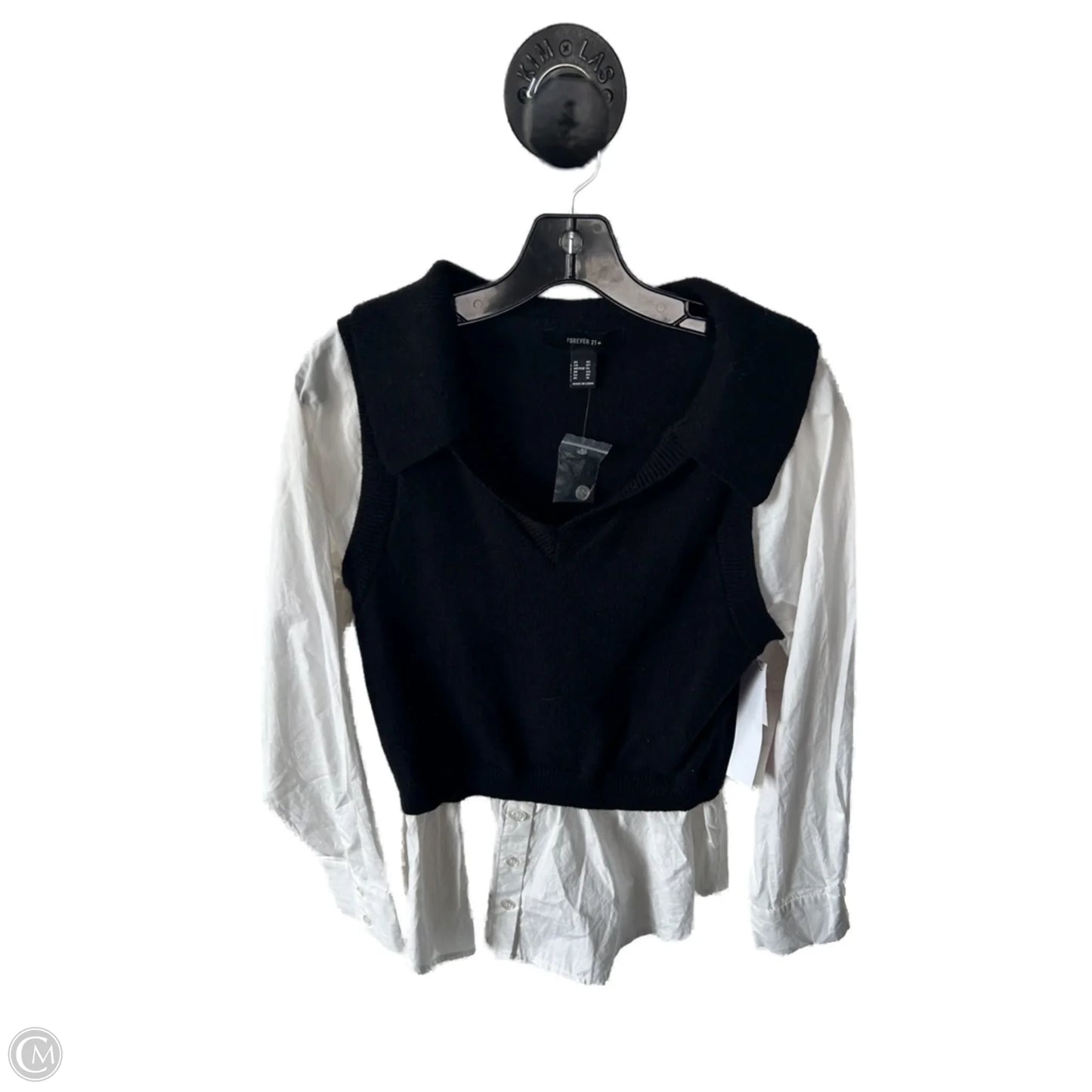 Sweater By Forever 21 In Black & White, Size: Xl