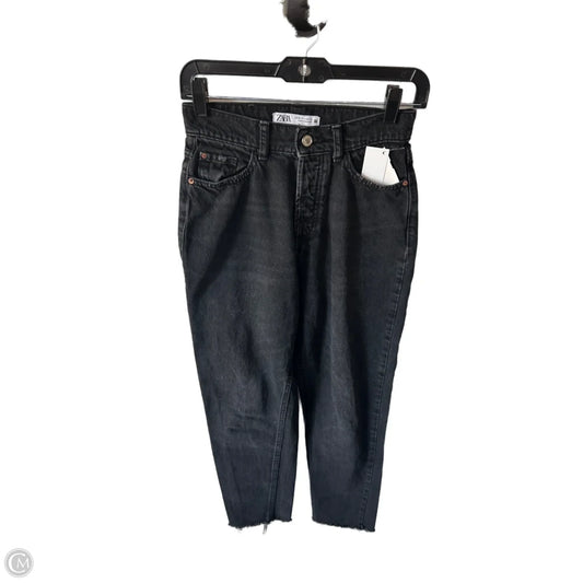 Jeans Straight By Zara In Black Denim, Size: 4