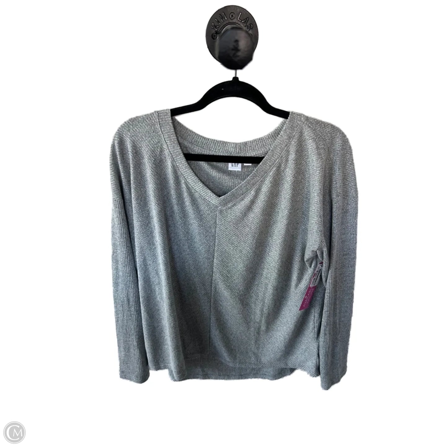 Top Long Sleeve Basic By Gap In Grey, Size: L