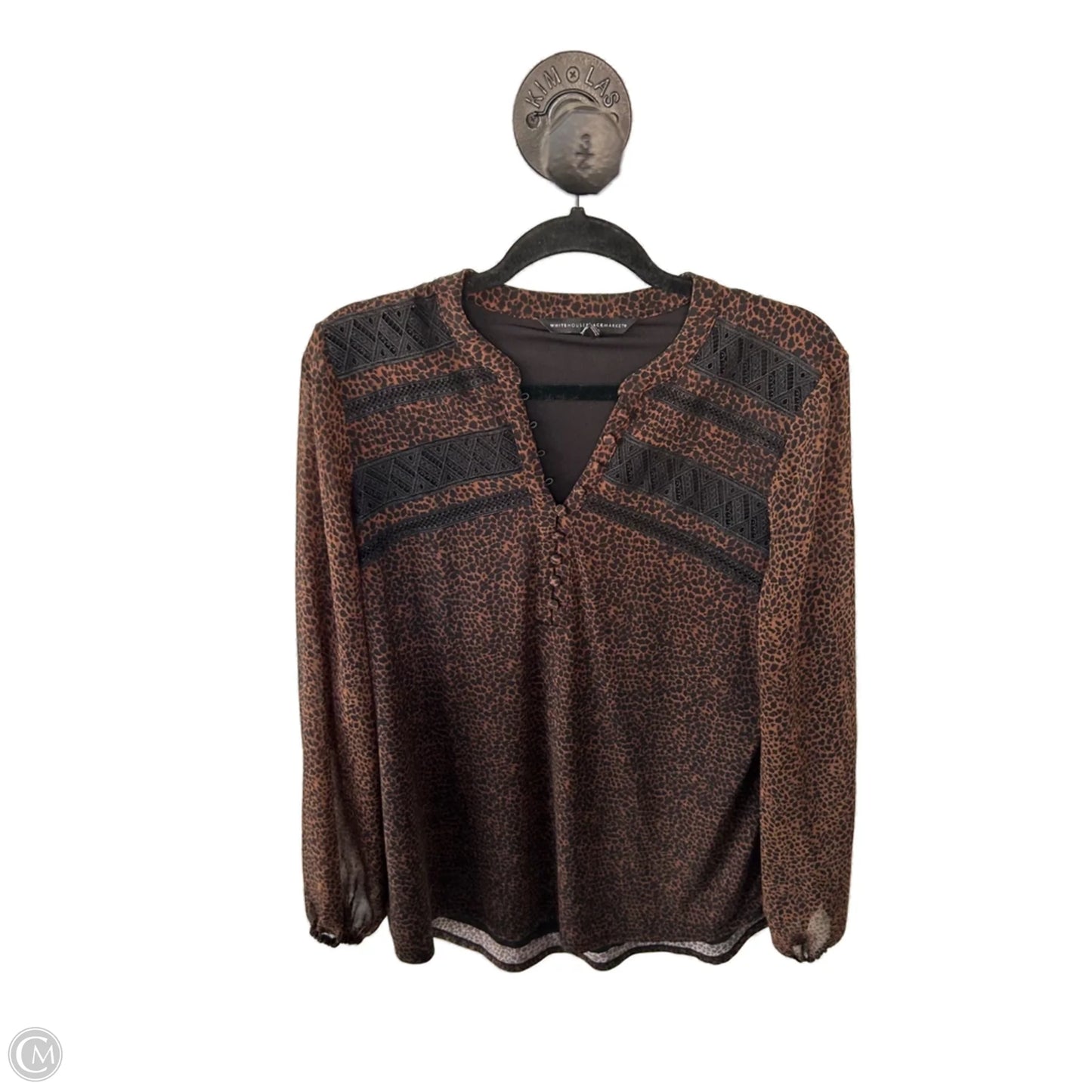 Top Long Sleeve By White House Black Market In Black & Brown, Size: M