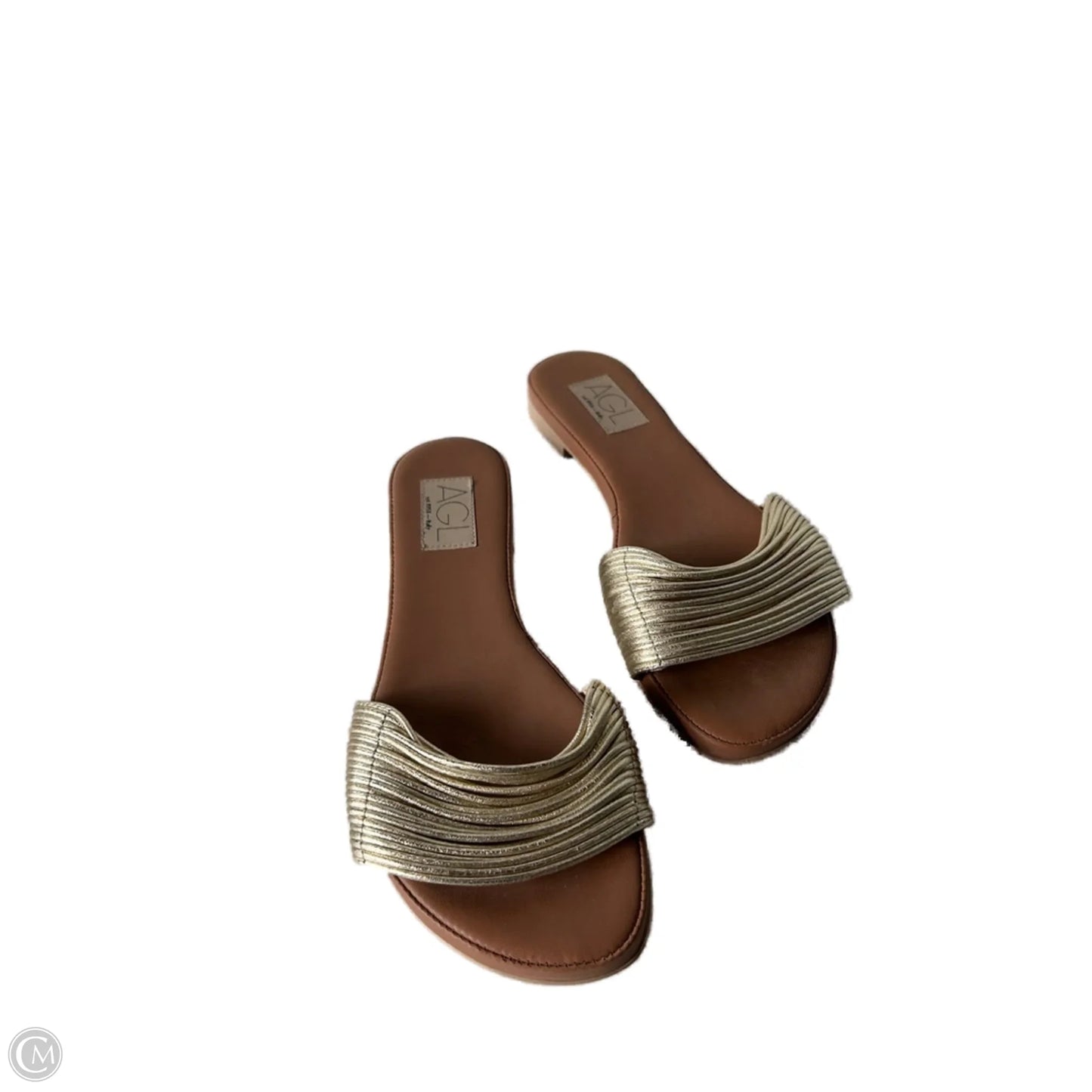 Sandals Flats By Agl In Gold & Tan, Size: 7.5