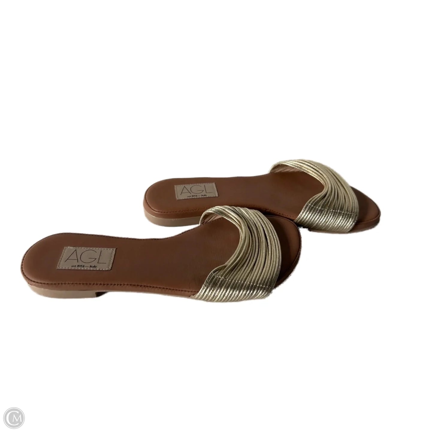 Sandals Flats By Agl In Gold & Tan, Size: 7.5