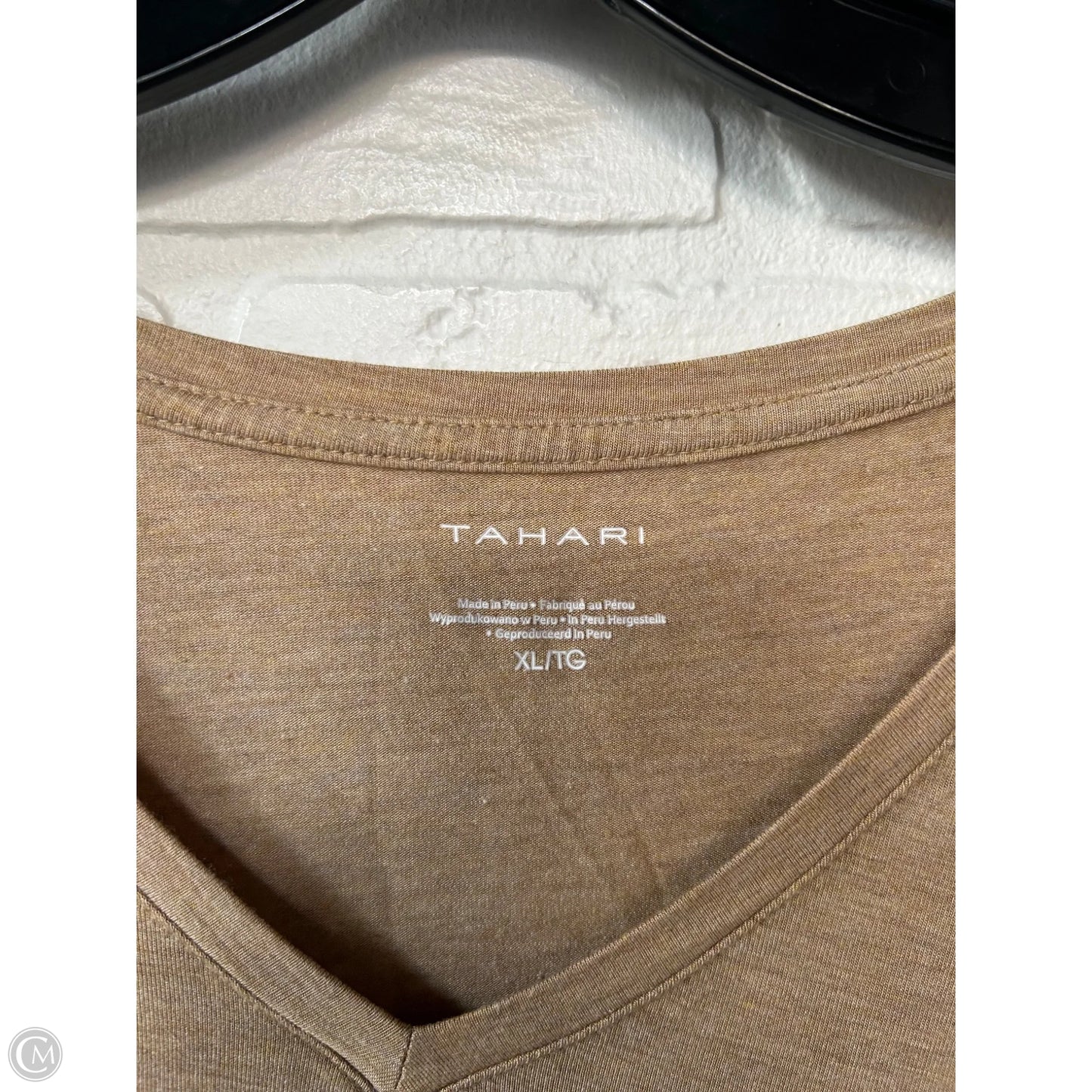 Top Long Sleeve Basic By Tahari By Arthur Levine In Tan, Size: Xl