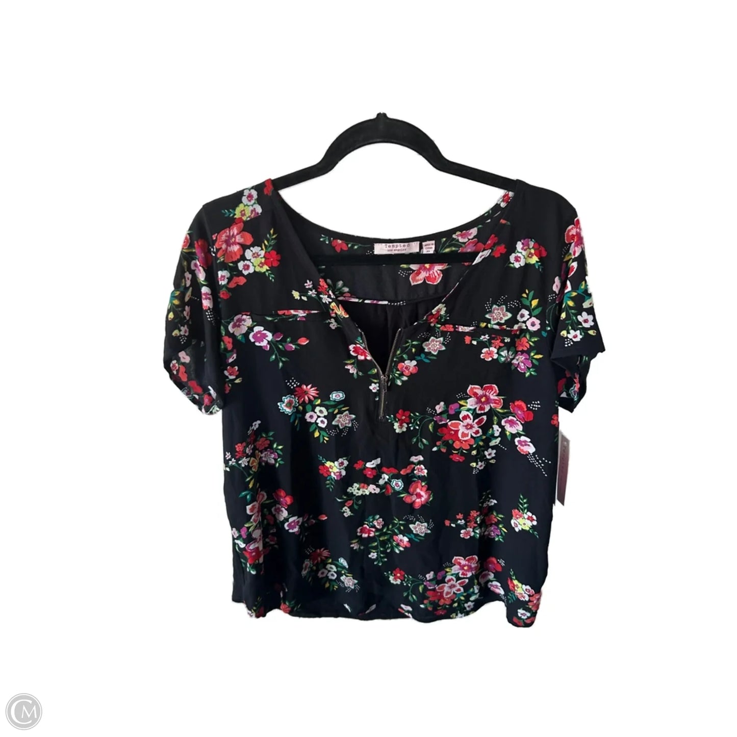 Top Short Sleeve By Clothes Mentor In Black & Green, Size: Xl