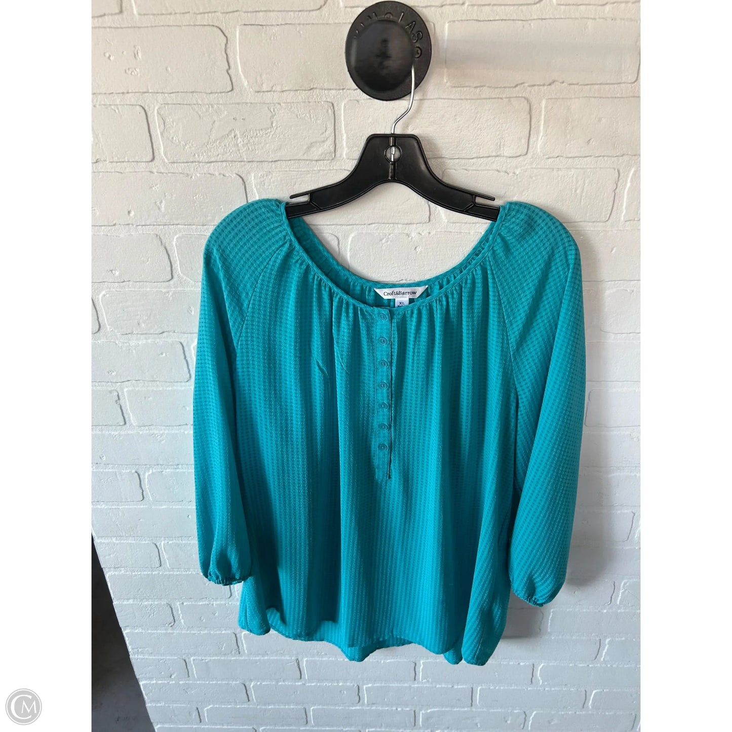 Top 3/4 Sleeve By Croft And Barrow In Blue, Size: Xl