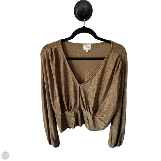 Top Long Sleeve By Ava James In Gold, Size: Xxl