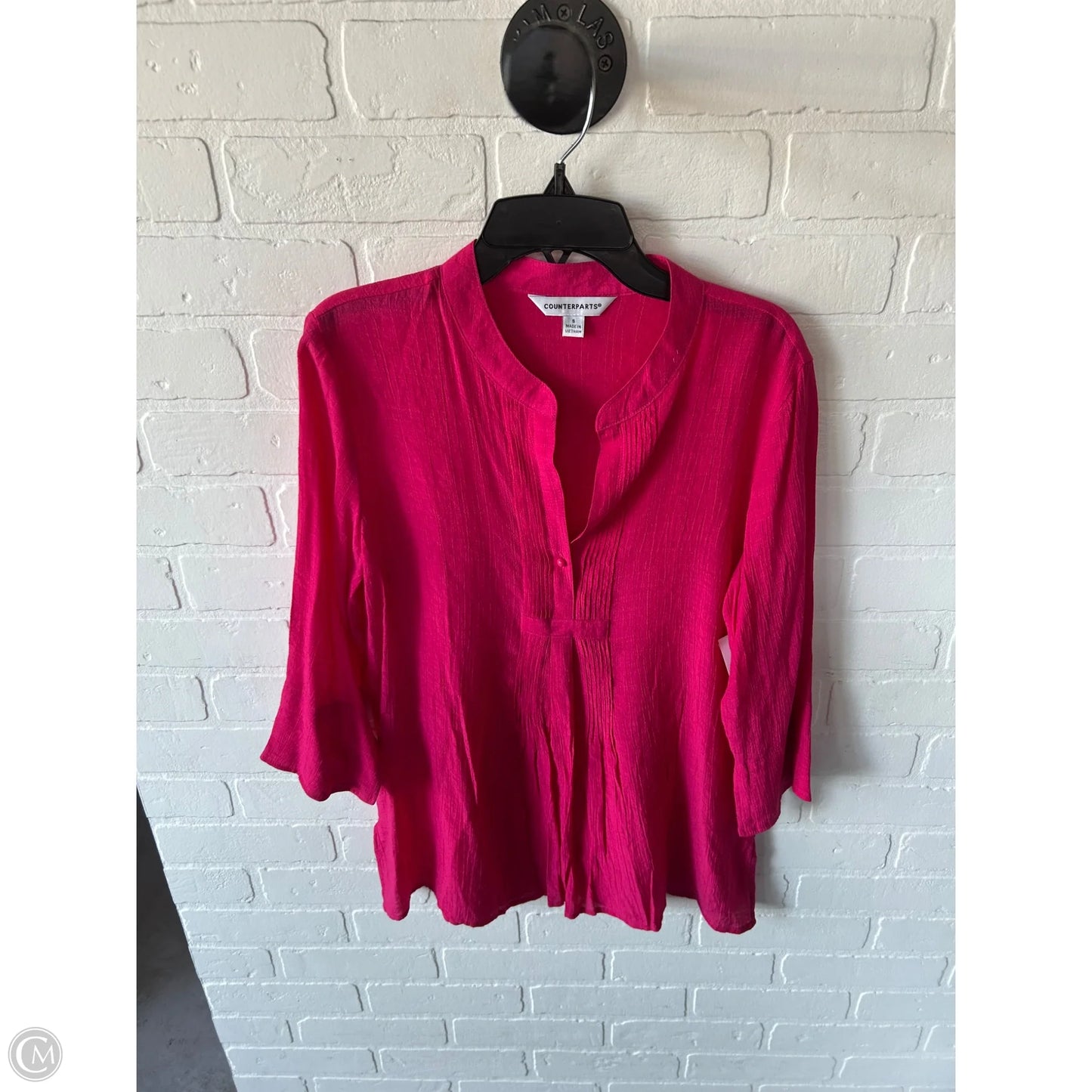 Top 3/4 Sleeve By Counterparts In Pink, Size: S