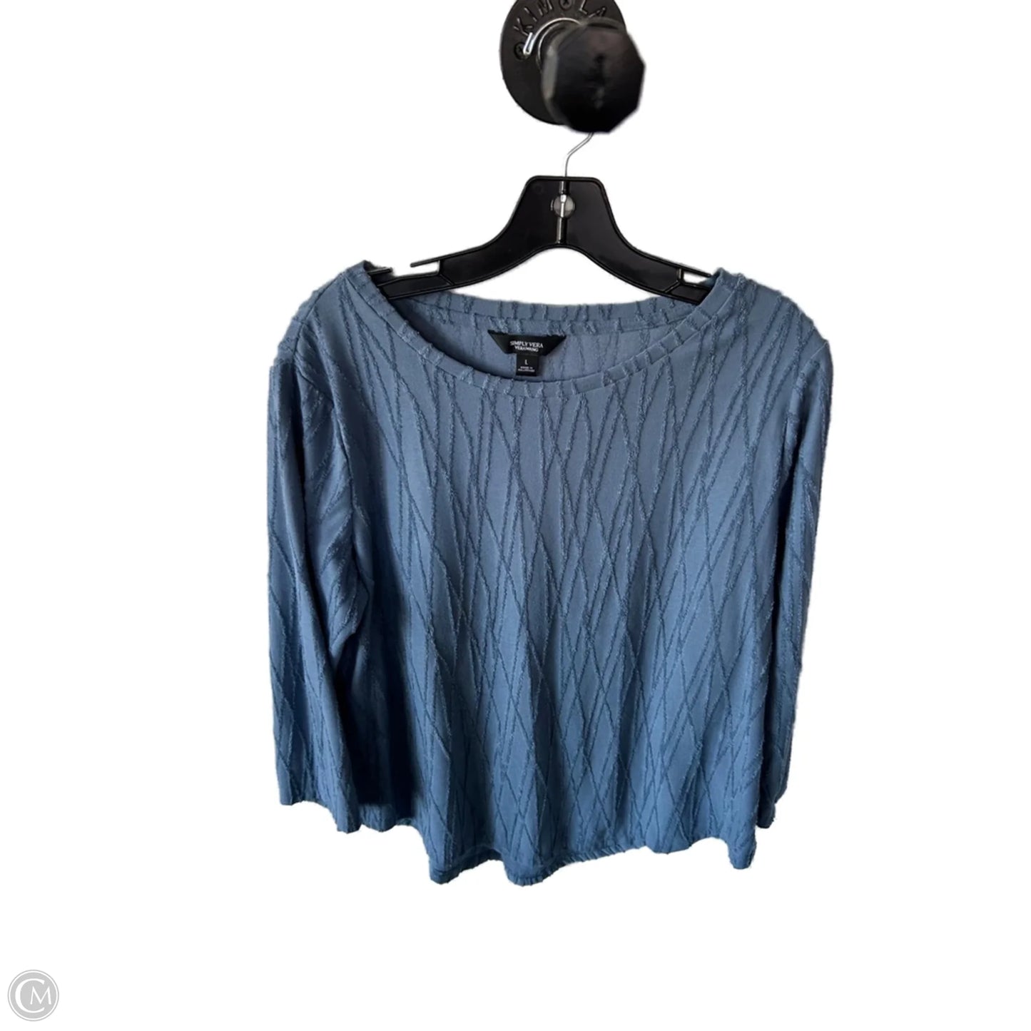 Top 3/4 Sleeve Basic By Simply Vera In Blue, Size: L