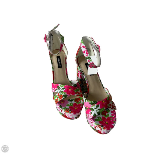 Sandals Heels Block By Nine West In Floral Print, Size: 7.5