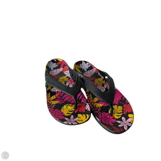 Sandals Flip Flops By Crocs In Black & Pink, Size: 8