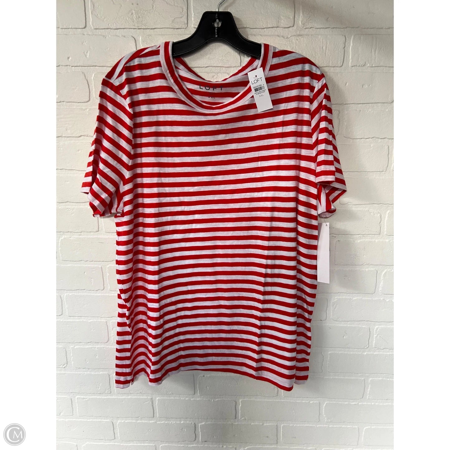 Top Short Sleeve Basic By Loft In Red & White, Size: Xxl
