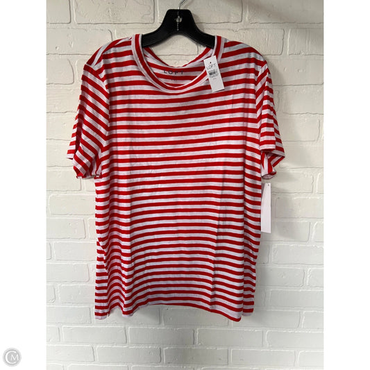 Top Short Sleeve Basic By Loft In Red & White, Size: Xxl