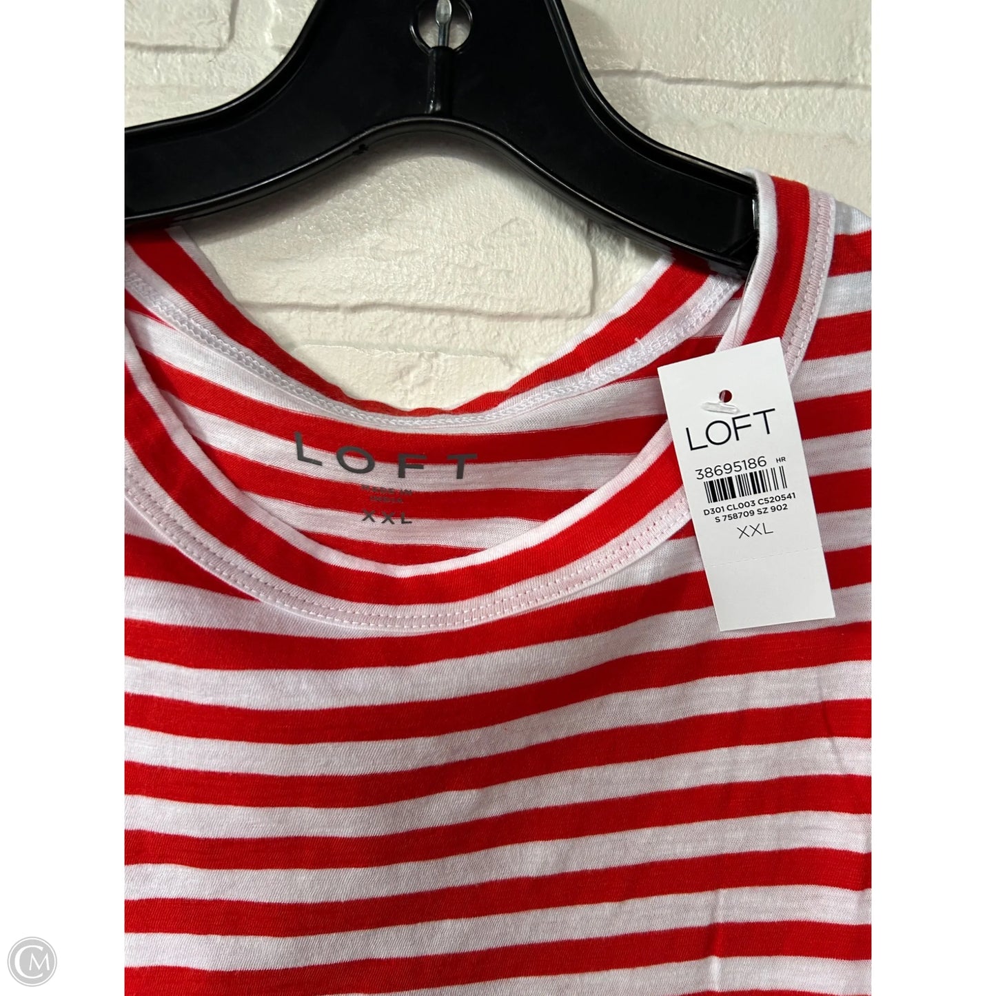 Top Short Sleeve Basic By Loft In Red & White, Size: Xxl
