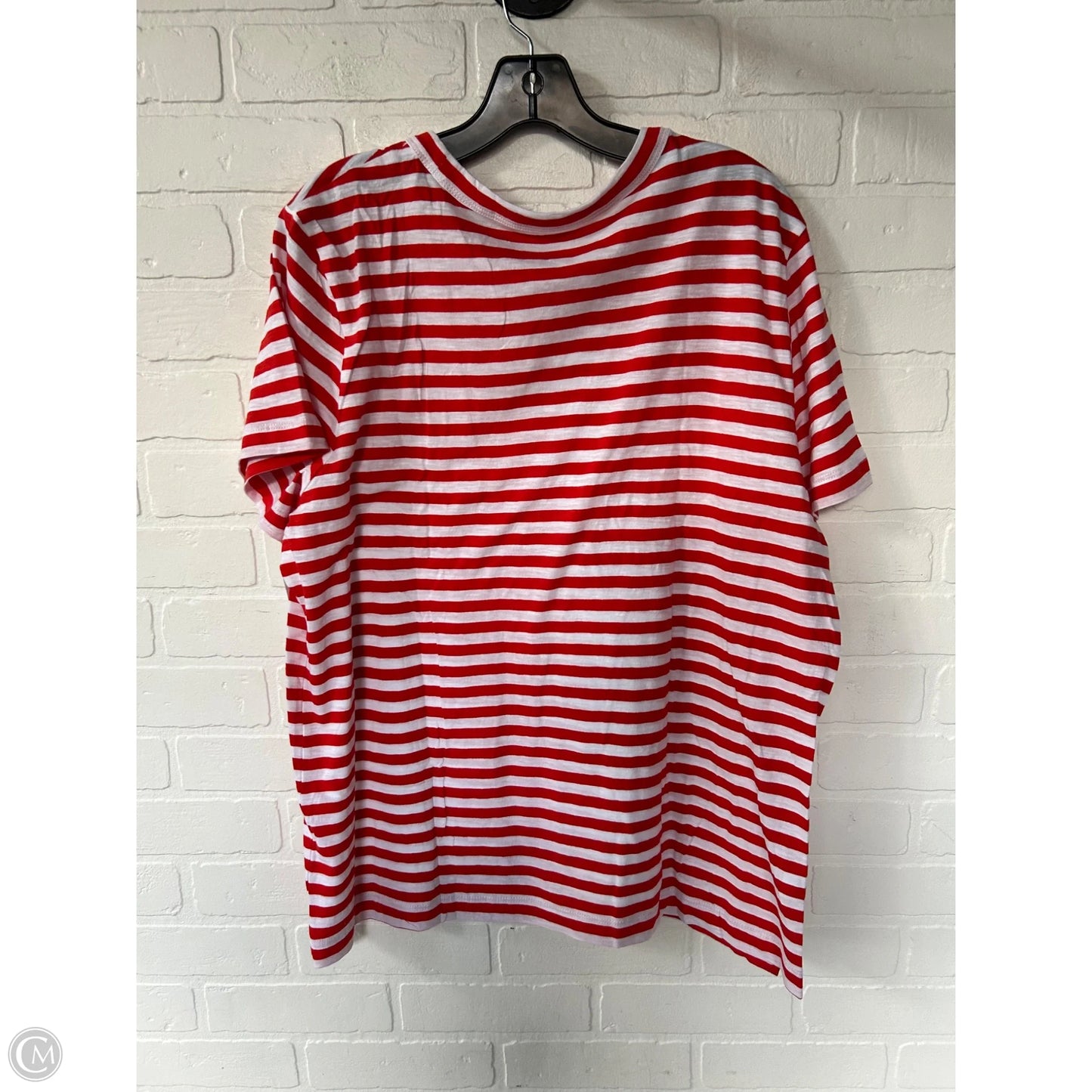 Top Short Sleeve Basic By Loft In Red & White, Size: Xxl