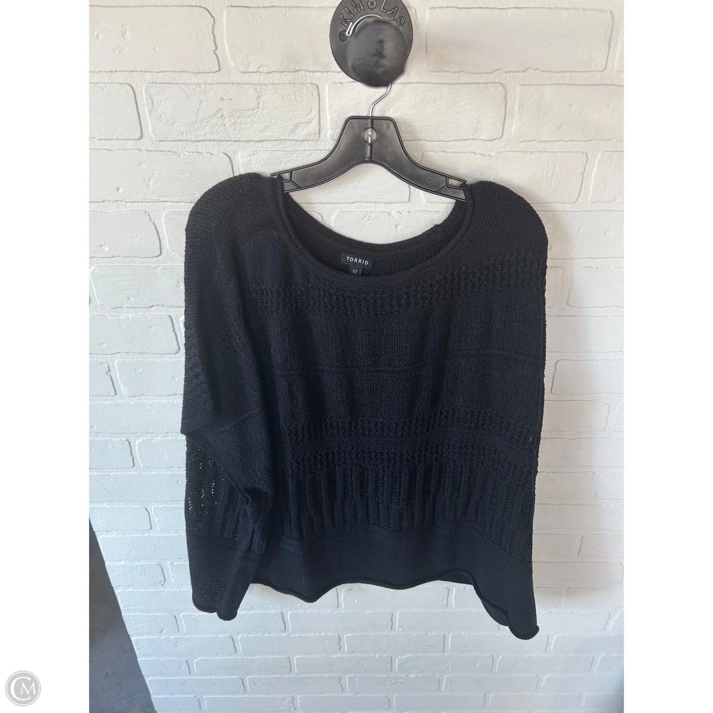 Sweater Short Sleeve By Torrid In Black, Size: 1x