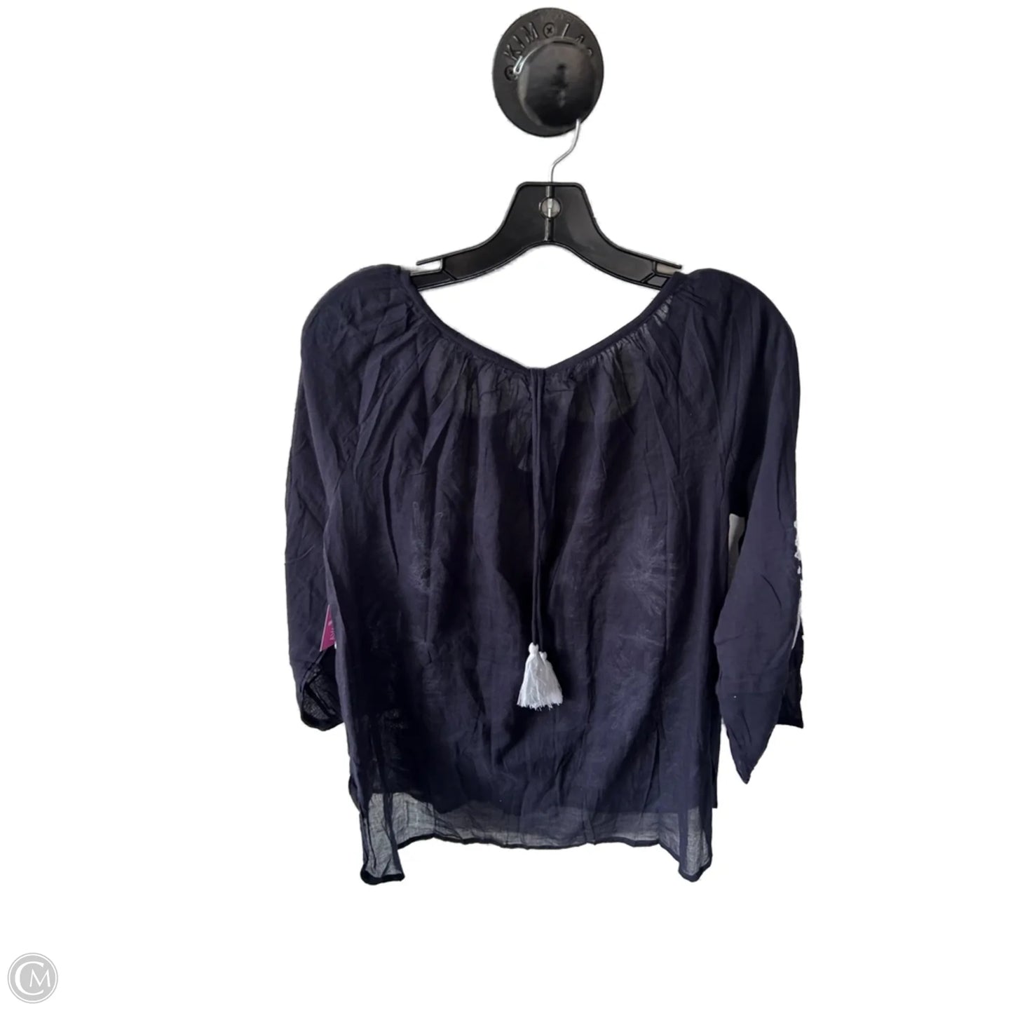 Top Long Sleeve By Clothes Mentor In Blue & White, Size: Osfm