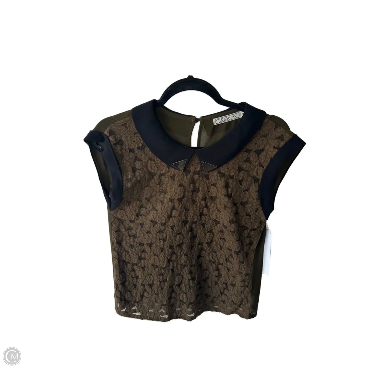 Top Short Sleeve By Chloe K In Black & Green, Size: M