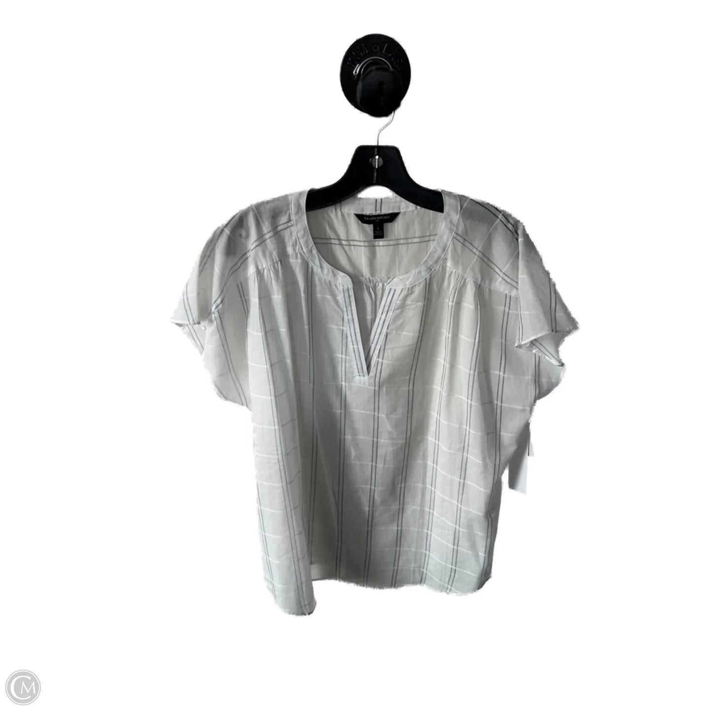 Top Short Sleeve By Banana Republic In Blue & White, Size: L