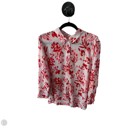 Top Long Sleeve By Banana Republic In Red & White, Size: L