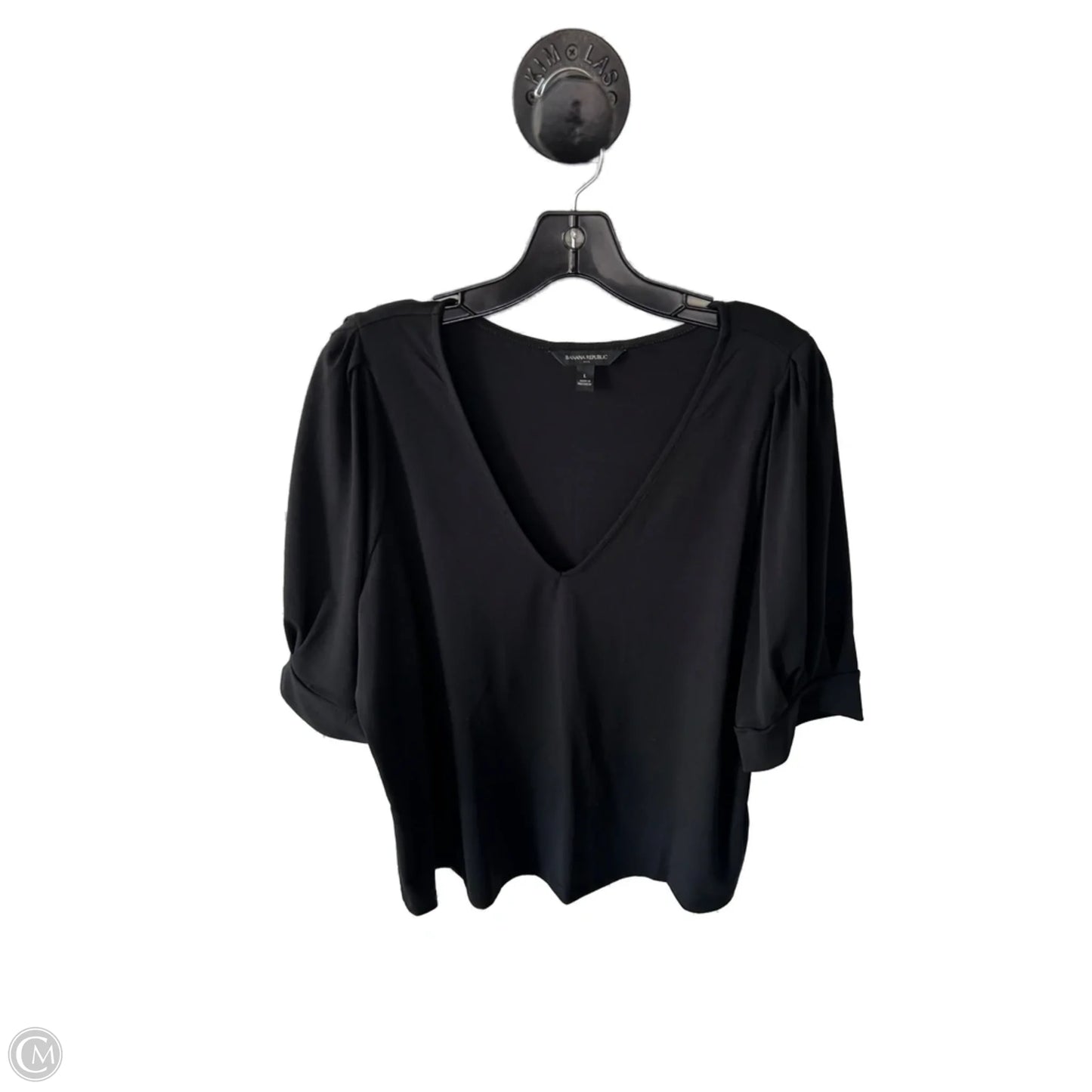 Top Short Sleeve By Banana Republic In Black, Size: L