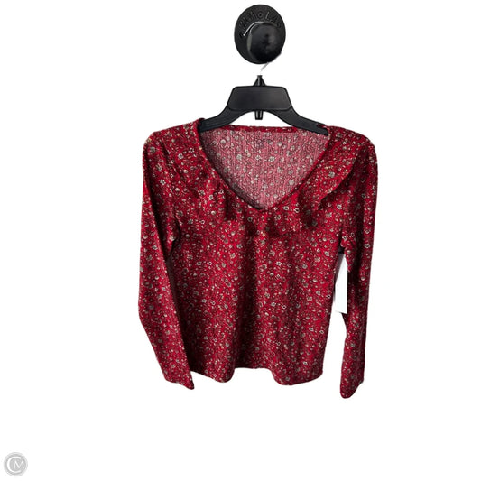 Top Long Sleeve By Loft In Red & White, Size: S