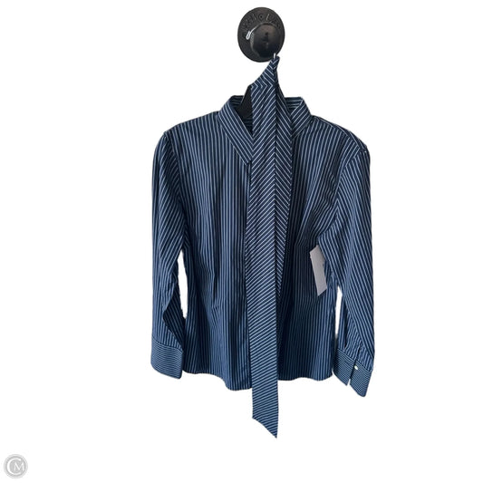 Top Long Sleeve By Banana Republic In Blue & White, Size: M