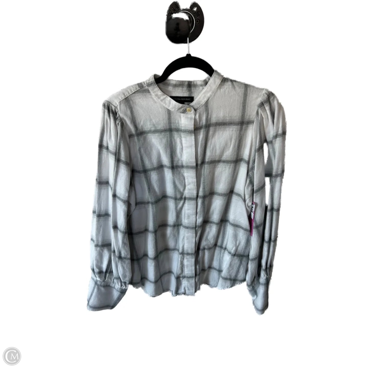 Top Long Sleeve By Banana Republic In Grey & White, Size: L