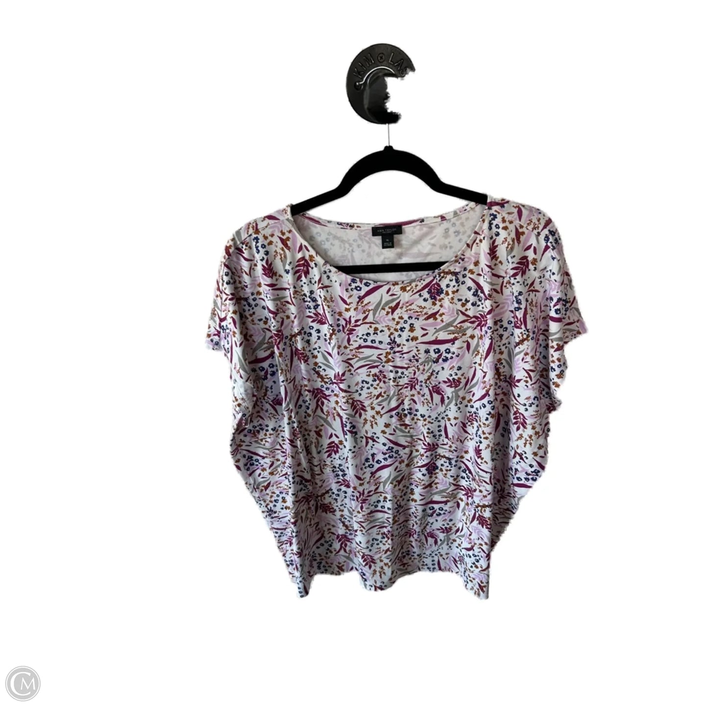 Top Short Sleeve By Ann Taylor In Pink & Purple, Size: Xl