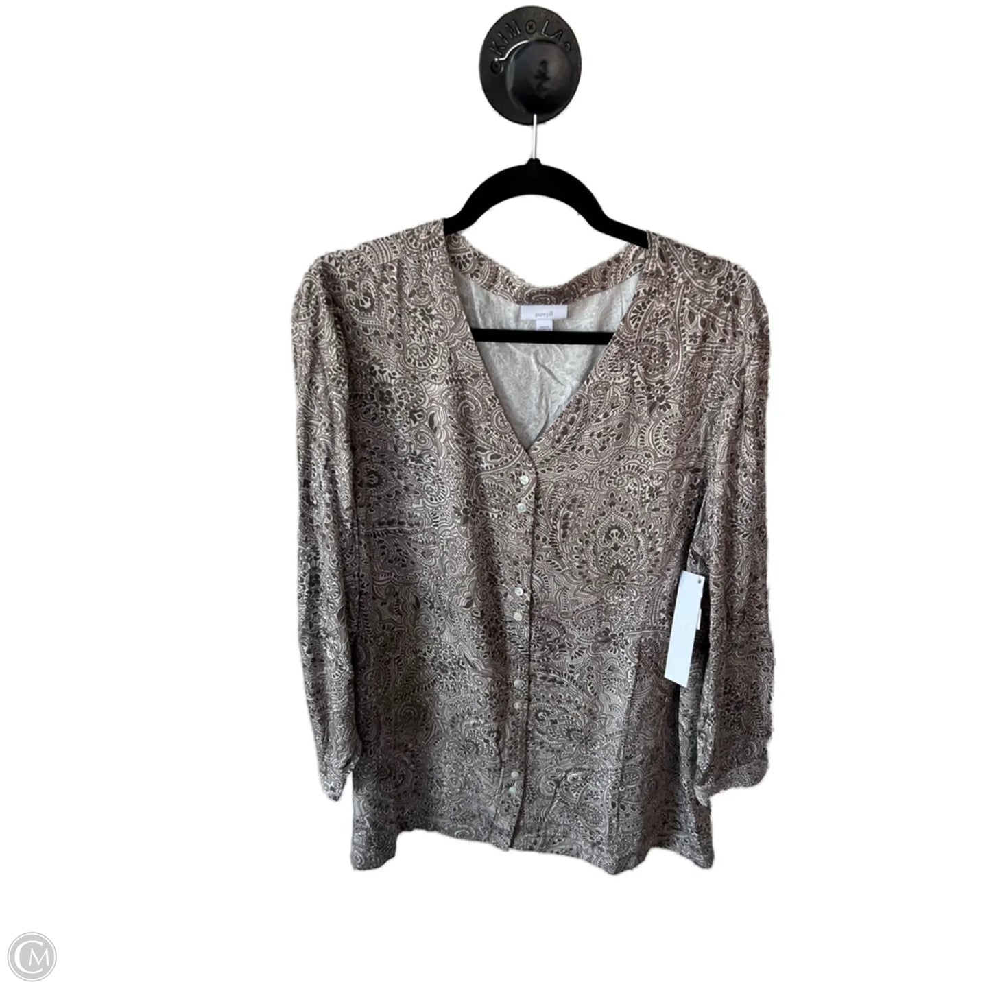 Top Long Sleeve By Pure Jill In Brown & Tan, Size: Xl