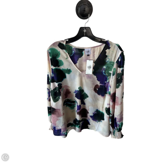 Top Long Sleeve By Cabi In Purple & Tan, Size: Xxl