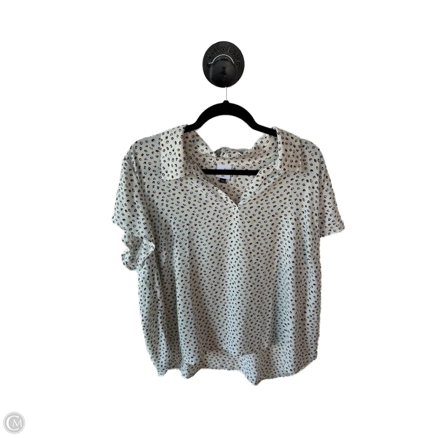 Top Short Sleeve By Cabi In Black & Cream, Size: Xxl
