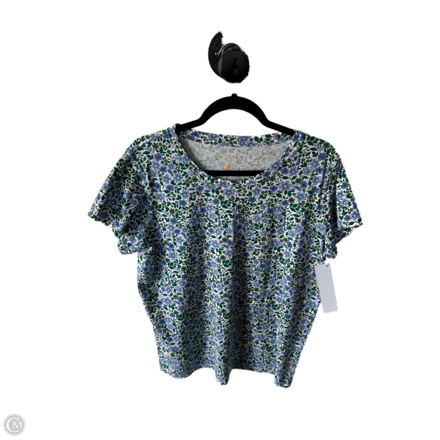 Top Short Sleeve Basic By Clothes Mentor In Blue & Green, Size: L